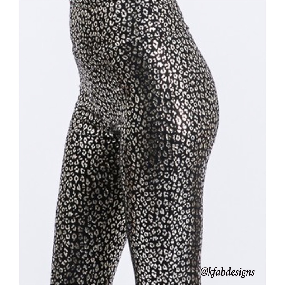 LAST 1! Silver/Black High Waist Animal Print Slim Fit Stretchy Leggings - Picture 6 of 7